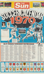 The Sun Souvenir Wall Chart Soccer Calendar 1970